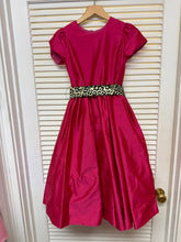 Load image into Gallery viewer, Fuschia Pink Cap Sleeve Dress with Cheetah Sash