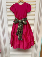 Load image into Gallery viewer, Fuschia Pink Cap Sleeve Dress with Cheetah Sash