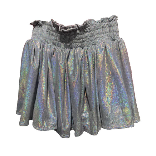 Silver Plisse Shine Skort