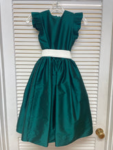 Load image into Gallery viewer, Dress with Flutter Sleeve- Dark Green/Ivory