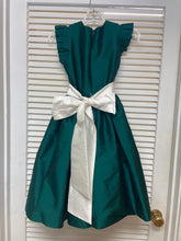 Load image into Gallery viewer, Dress with Flutter Sleeve- Dark Green/Ivory