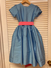 Load image into Gallery viewer, Dress With Cap Sleeve and Sash- Azure/ Strawberry