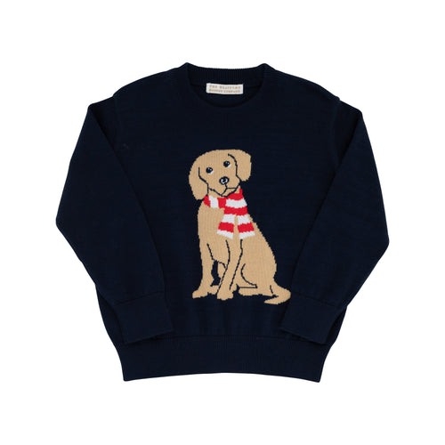 Issac's Intarsia Sweater Nantucket Navy with Dog