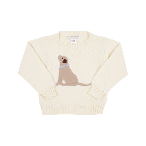 Isaacs Intarsia Sweater Palmetto Pearl Dog