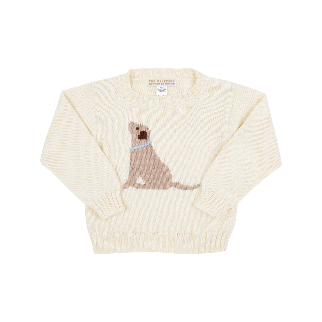 Isaacs Intarsia Sweater Palmetto Pearl Dog