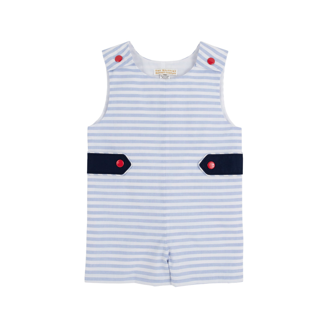 Jack Keene Jon Jon Park City Periwinkle Stripe with Nantucket Navy & Richmond Red Buttons