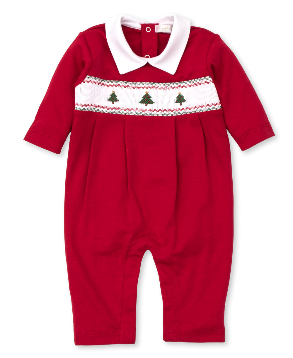 Red CLB Holiday Medley 21 Footie with Hand Smocking