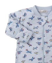 Load image into Gallery viewer, Light Blue Air Adventures Zip Footie