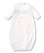 Load image into Gallery viewer, Hand Smocked CLB Charmed White/Blue Sack Gown