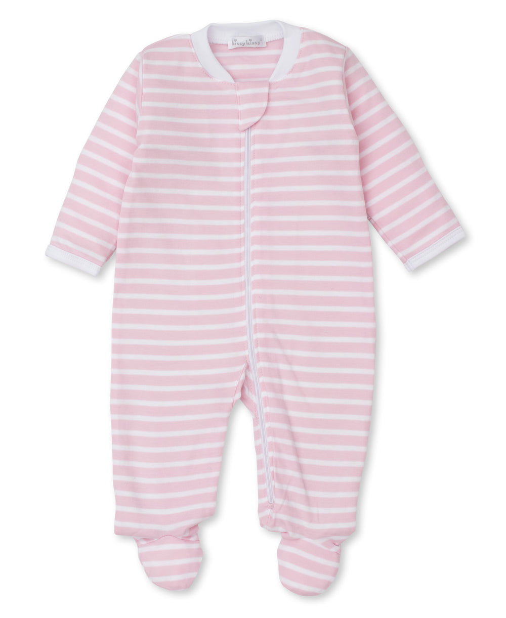 Team Stripes Pink Zip Footie