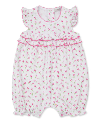 Multicolored Tulip Blossoms Short White Playsuit