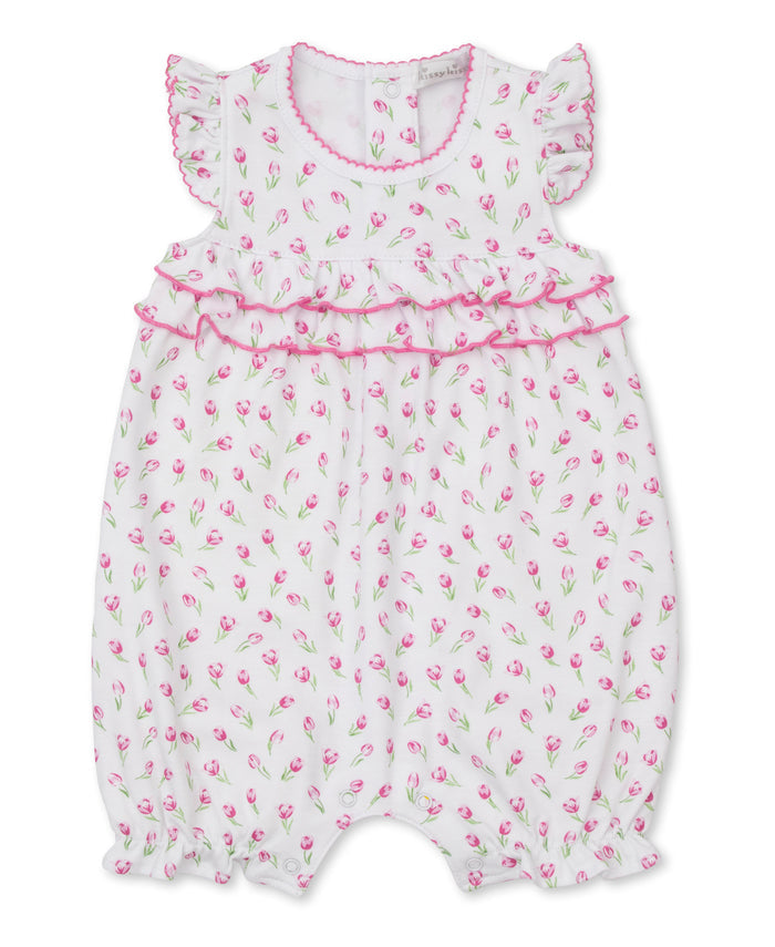 Multicolored Tulip Blossoms Short White Playsuit