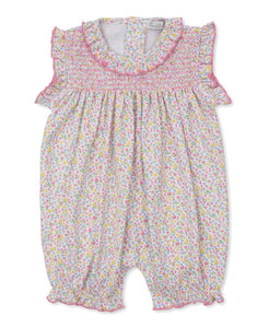 Garden Trellis Floral Short Smocked Playsuit