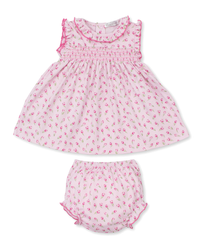 Pink Tulip Blossoms Pink Smocked Dress Set
