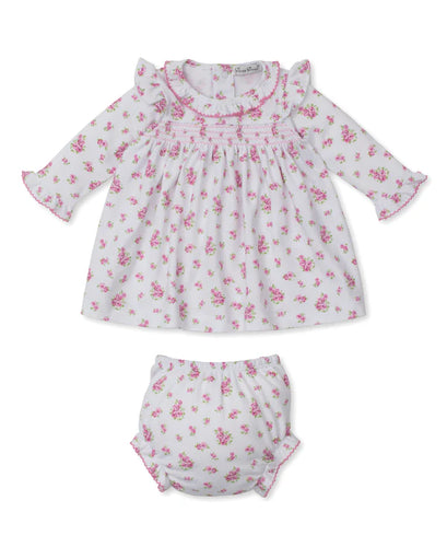 Pink Roses & Blooms Smocked Dress Set