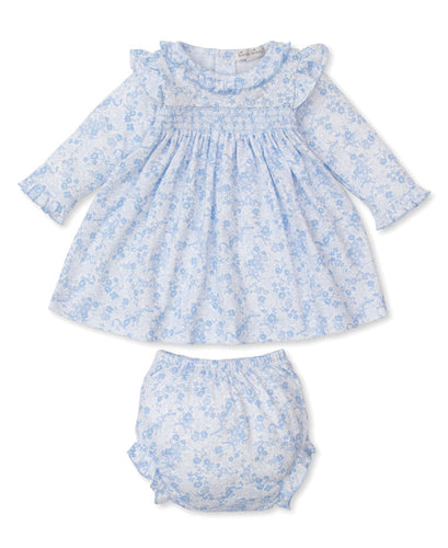 Light Blue Old English Roses Smocked Dress Set