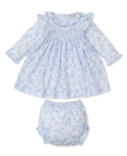 Light Blue Old English Roses Smocked Dress Set