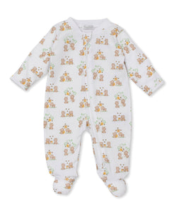 Brown Honey Bear Cub Print Zip Footie