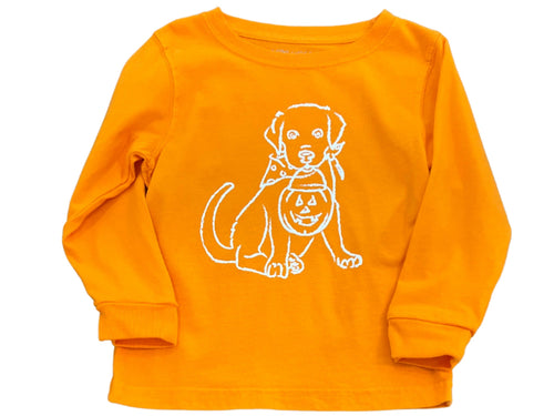 Long Sleeve Orange Halloween Pup T-Shirt