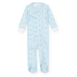 Blue Sandcastles Parker Zipper Pajamas