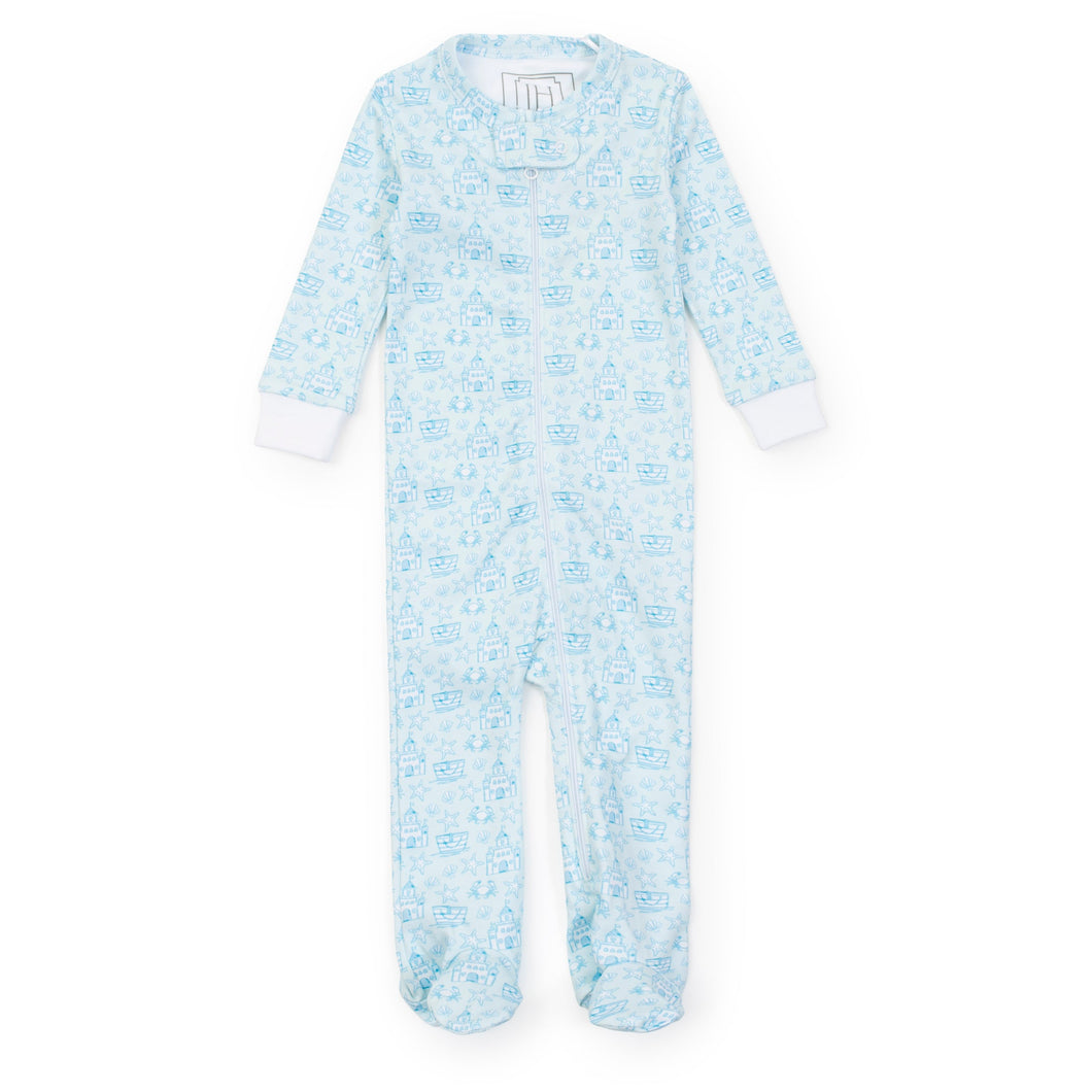 Blue Sandcastles Parker Zipper Pajamas