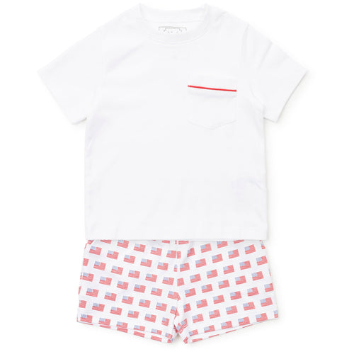 American Flag Walker Shortsleeve Short Set