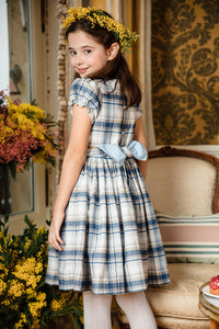 Lilibeth Blue Tartan Flannel Smocked Dress