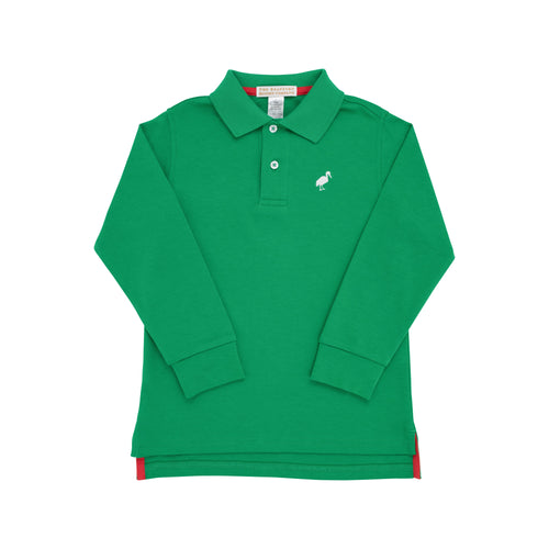 Prim & Proper Polo Long Sleeve Pima Kiawah Kelly Green with Worth Ave White Stork