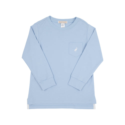 Long Sleeve Carter Crewneck Beale Street Blue with Worth Avenue White Stork