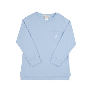 Long Sleeve Carter Crewneck Beale Street Blue with Worth Avenue White Stork