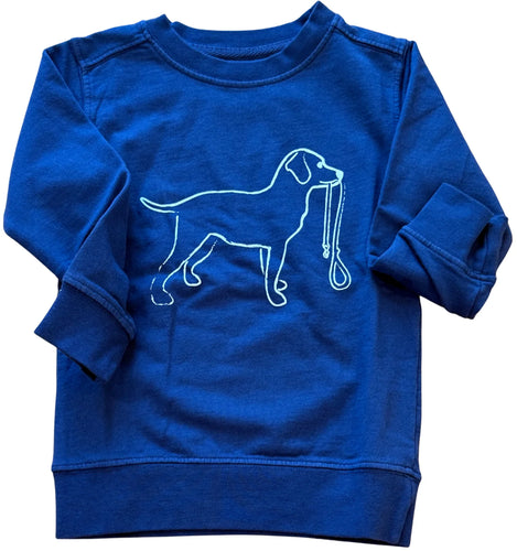 LS  Navy Dog With Leash Sweatshirt