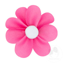 Load image into Gallery viewer, Grosgrain Petal Flower Hair Clip with Button Center