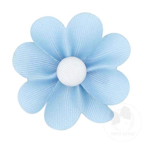 Grosgrain Petal Flower Hair Clip with Button Center