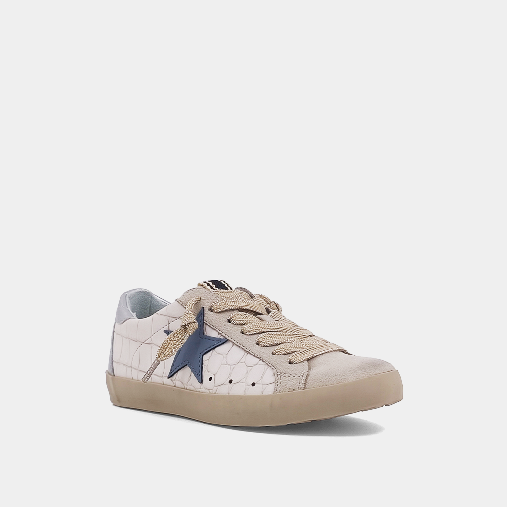 ShuShop Paula Kids Beige Crocodile Sneakers