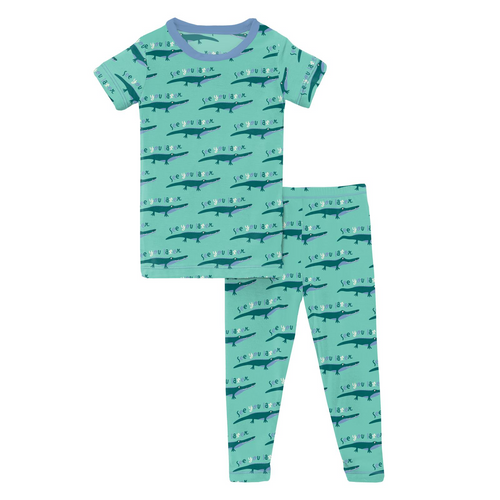 Short Sleeve Pajama Set-Glass Later Alligator