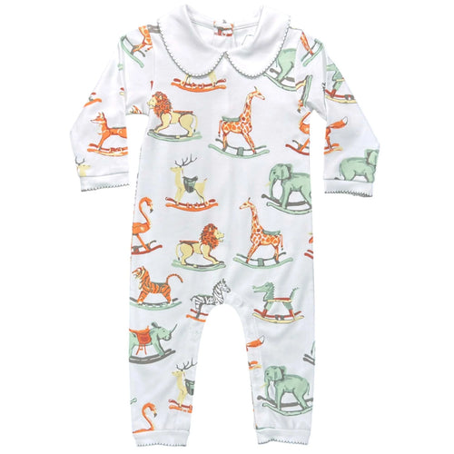 Swaying Safari- Boys Footless Playsuit with Peter Pan Collar