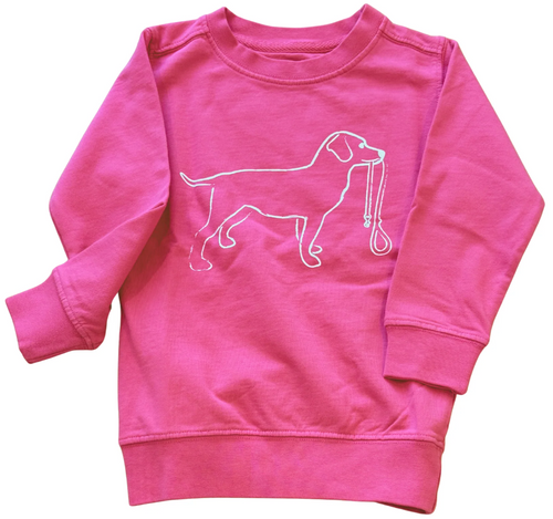LS  Pink Dog With Leash Sweatshirt
