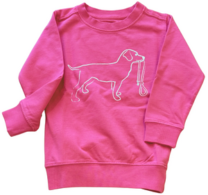 LS  Pink Dog With Leash Sweatshirt