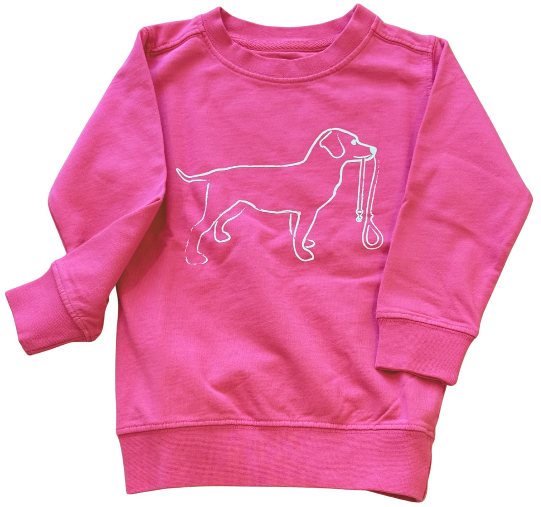 LS  Pink Dog With Leash Sweatshirt