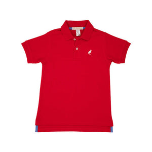 Prim and Proper Polo Short Sleeve Pima Richmond Red with Worth Avenue White