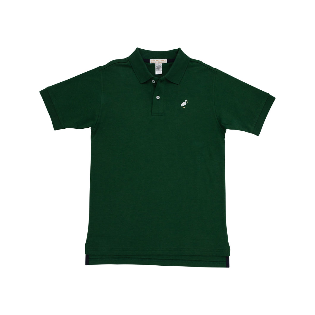 Short Sleeve Prim & Proper Polo Grier Green with Multicolor Stork