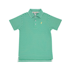 Prim and Proper Polo Short Sleeve Kiawah Kelly Green Stripe/Bellport Yellow