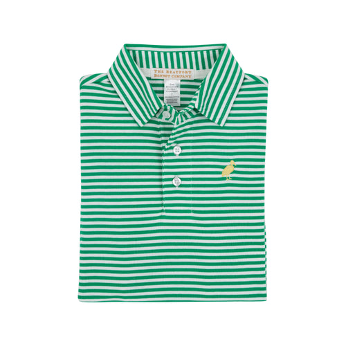 Prim and Proper Polo Short Sleeve Kiawah Kelly Green Stripe/Bellport Yellow