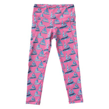 Load image into Gallery viewer, Athletic Legging Pink Cosmos Sailboat Print