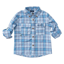Load image into Gallery viewer, Founders Kids Fishing Shirt Etheral Blue Plaid