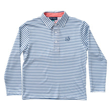 Load image into Gallery viewer, Long Sleeve Pro Performance Polo Moonlight Blue Stripe