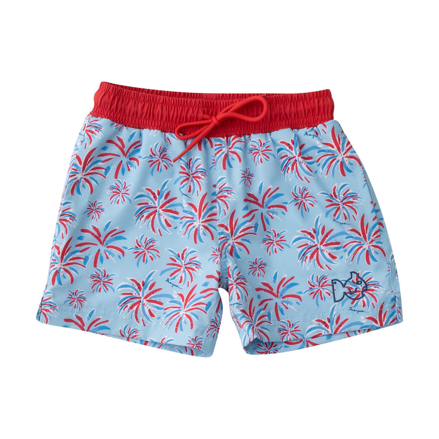 Fireworks Print Boogie Board Swim Trunks