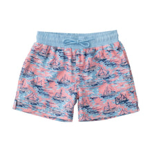 Load image into Gallery viewer, Shrimp Boat Print Boogie Board Swim Trunks