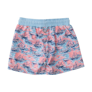 Shrimp Boat Print Boogie Board Swim Trunks