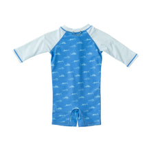 Load image into Gallery viewer, Fish Print on Marina Blue Lil Reef Baby Rashguard Swimsuit